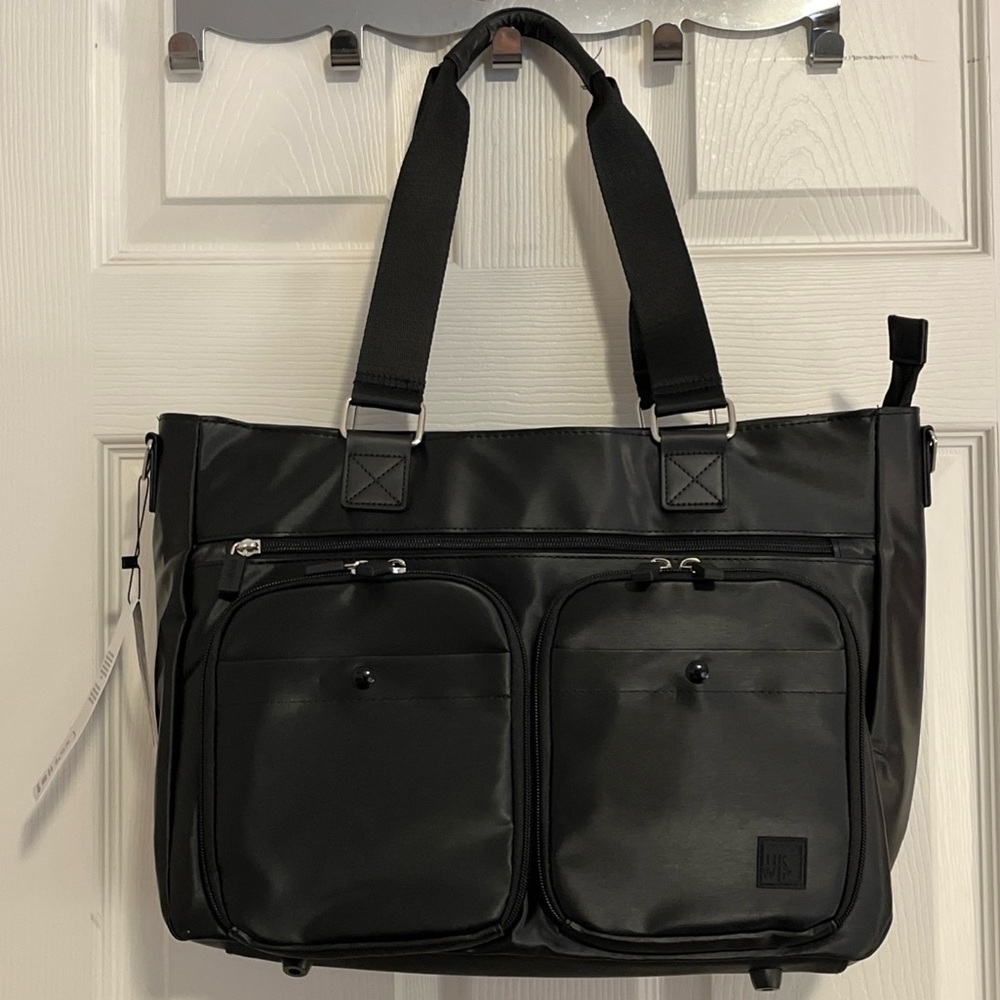 IHKWIP Black Nylon Cargo Catchall Tote with Two Straps - Travel Bag Purse- NWT